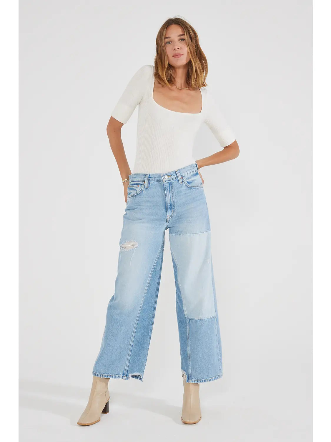 Devon Patchwork Wide Leg Jean